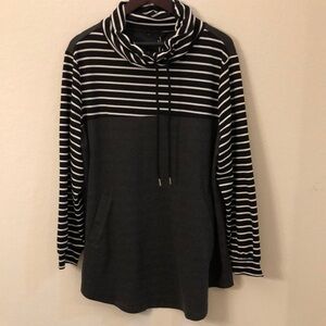 Bloom Chic Mock Neck Striped Patchwork Drawstring Sweatshirt 18-20 NWT